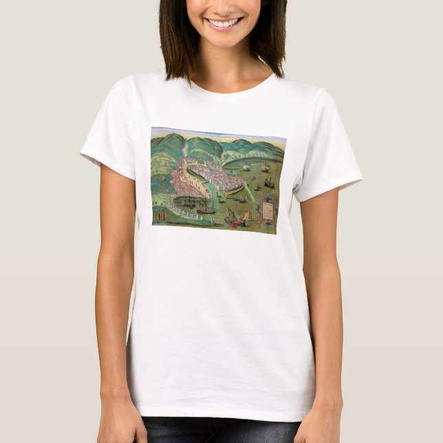 Karta i Chios, från "Civitates Orbis Terrarum" av  Tee (Framsida)