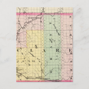 Karta i Clare County, Michigan Vykort