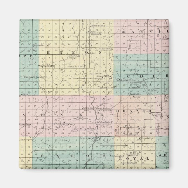 Karta i Clark County, delstaten Wisconsin Magnet (Framsidan)