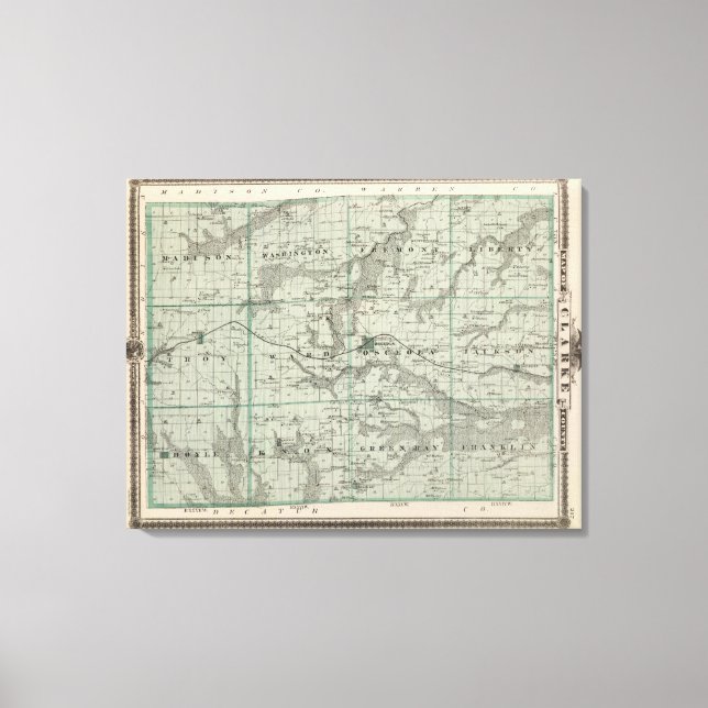 Karta i Clarke County, Iowa Canvastryck (Framsida)