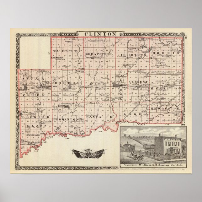 Karta i Clinton County Poster (Framsidan)