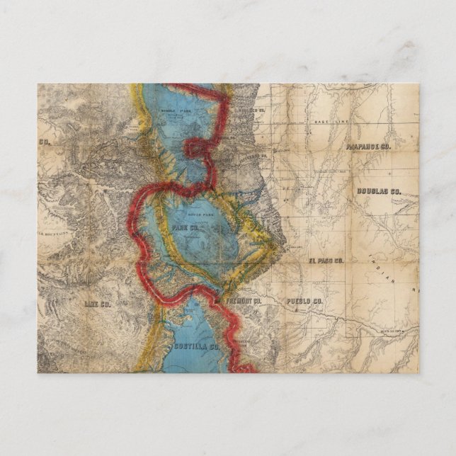 Karta i Colorado Territory Vykort (Framsida)