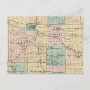 Karta i Columbia County, delstaten Wisconsin Vykort