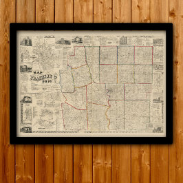 Karta i Columbus, Ohio & Franklin Poster
