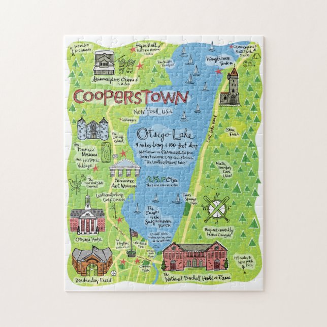 Karta i Cooperstown, New York, Puzzle Pussel (Vertikal)