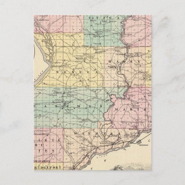 Karta i Crawford County, delstaten Wisconsin Vykort (Framsida)