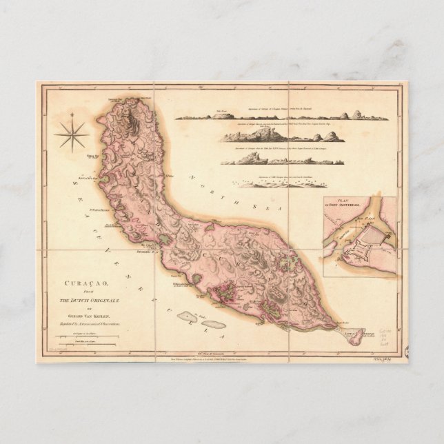 Karta i Curaçao (1810) Vykort (Framsida)