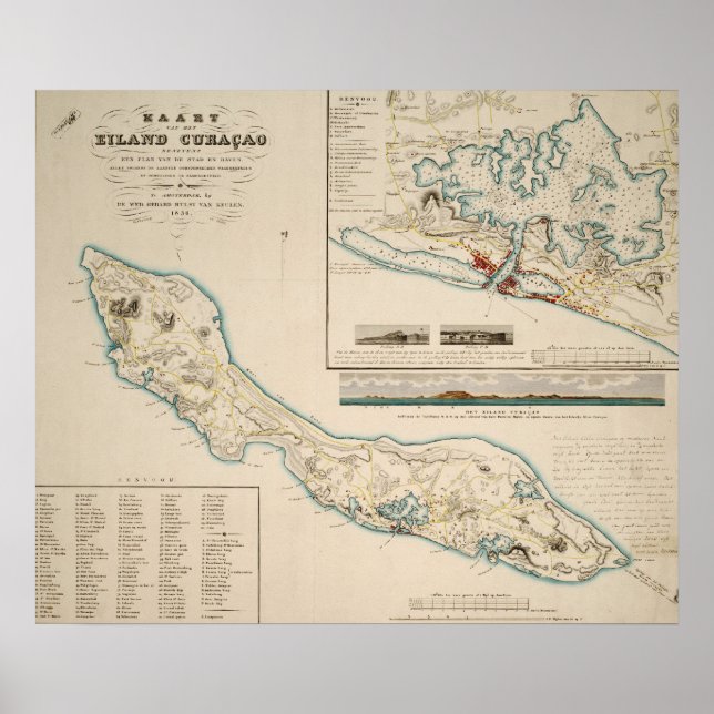 Karta i Curaçao 1836 Poster (Framsidan)