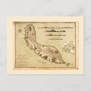Karta i Curaçao, Lesser Antilles (1794) Vykort
