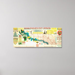 Karta i Custer Battlefield Highway Canvastryck