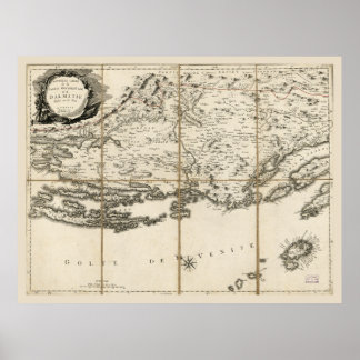 Karta i Dalmatien, Kroatien Kusten & Islands (1780 Poster