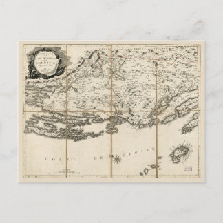 Karta i Dalmatien, Kroatien Kusten & Islands (1780 Vykort