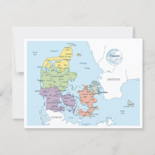 Karta i Danmark Vykort