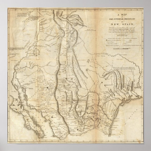 Karta i de inre provinserna i Nya Spanien Poster (Framsidan)