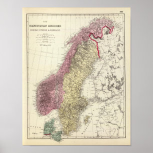 Karta i de skandinaviska kungadömen poster