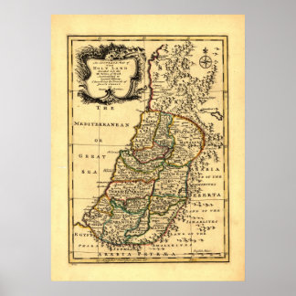 Karta i de tolv stammarna i Ancient Israel (1752) Poster