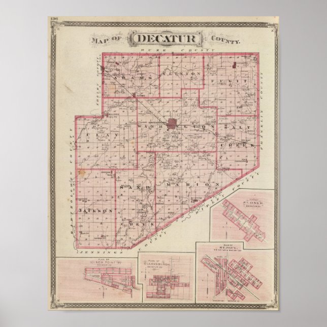 Karta i Decatur County med St Omer Poster (Framsidan)