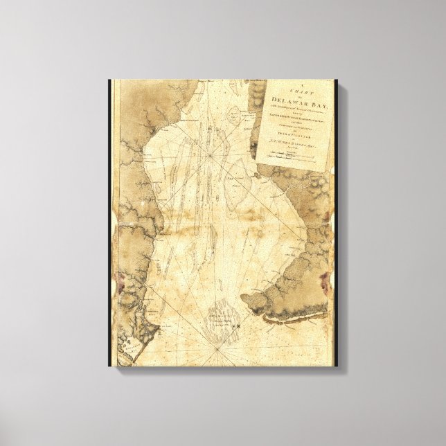 Karta i Delaware Bay, Delaware (1779) Canvastryck (Framsida)