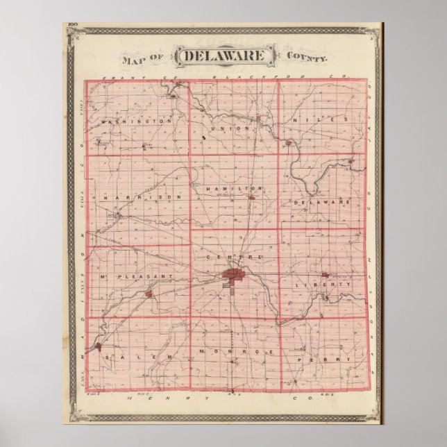 Karta i Delaware County Poster (Framsidan)