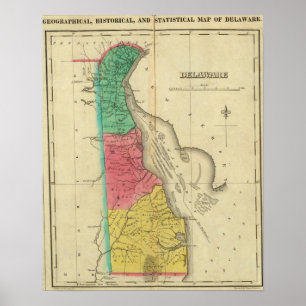 Karta i Delaware Poster