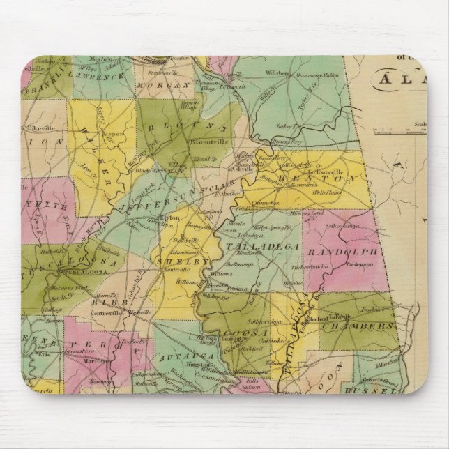 Karta i delstaten Alabama Musmatta (Framsidan)