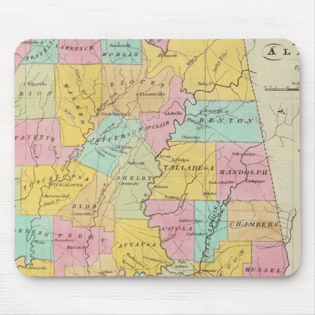 Karta i delstaten Alabama Musmatta (Framsidan)