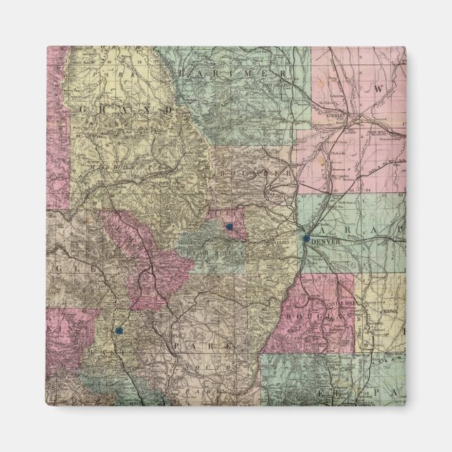 Karta i delstaten Colorado Magnet (Framsidan)