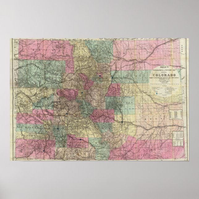 Karta i delstaten Colorado Poster (Framsidan)