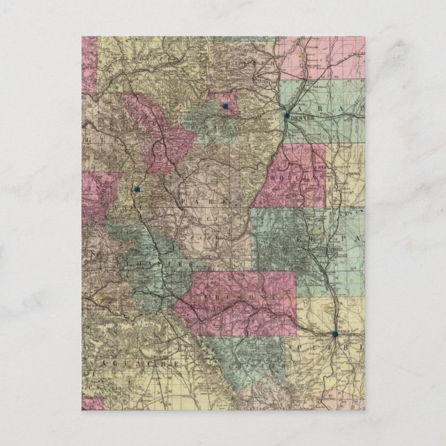 Karta i delstaten Colorado Vykort (Framsida)