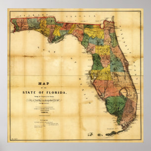Karta i delstaten Florida (1856) Poster