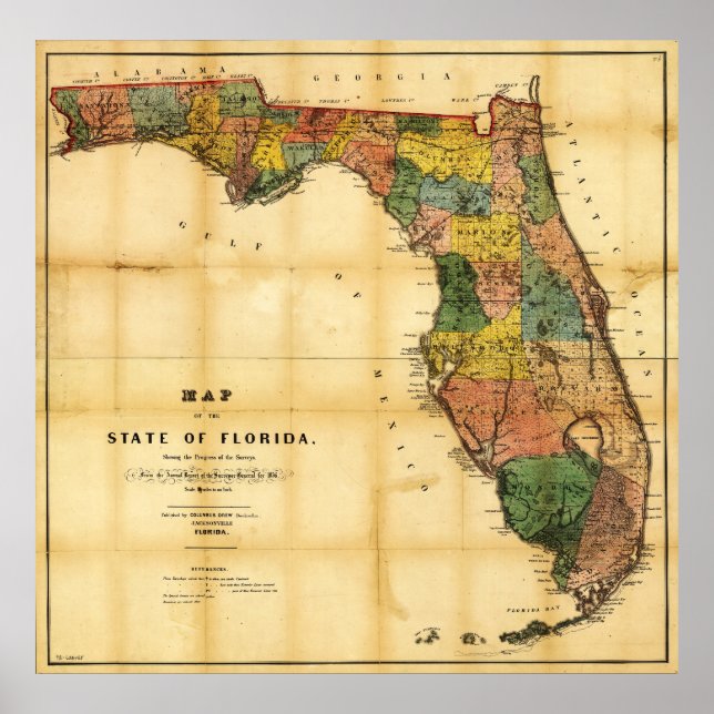 Karta i delstaten Florida (1856) Poster (Framsidan)