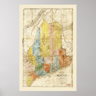 Karta i delstaten Maine (1843) Poster