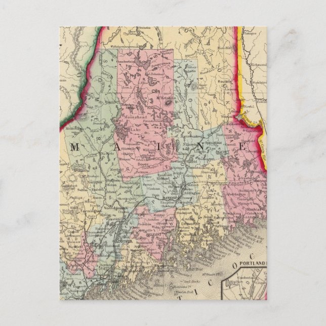 Karta i delstaten Maine Vykort (Framsida)
