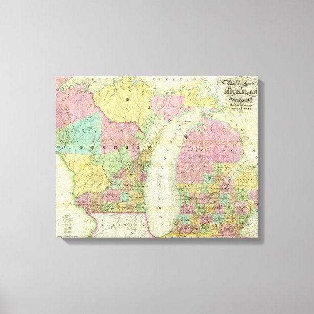Karta i delstaten Michigan Canvastryck (Framsida)