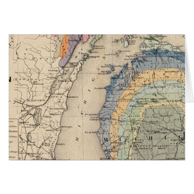 Karta i delstaten Michigan Hälsningskort (Framsidan Horizontal)