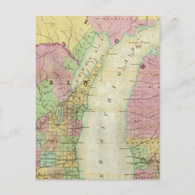 Karta i delstaten Michigan Vykort (Framsida)