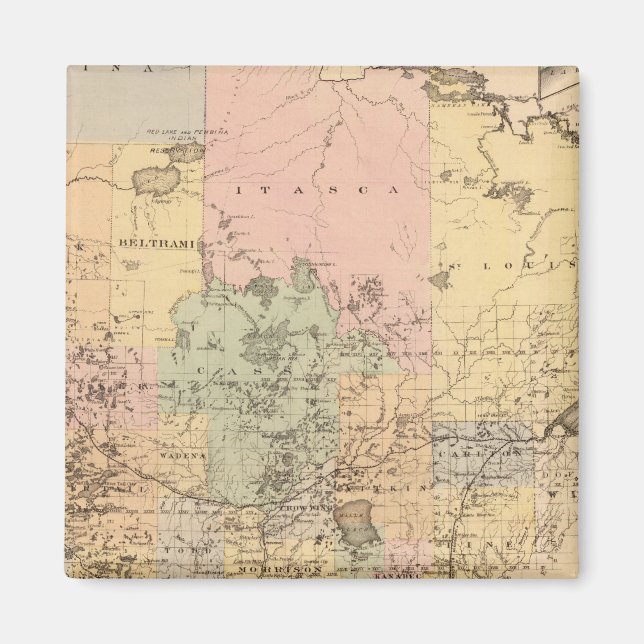 Karta i delstaten Minnesota, 1874 Magnet (Framsidan)