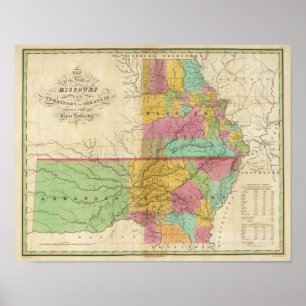 Karta i delstaten Missouri Poster