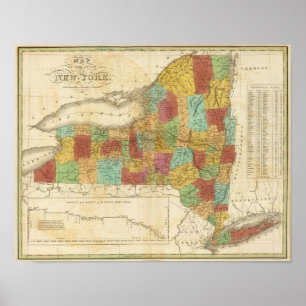Karta i delstaten New York Poster