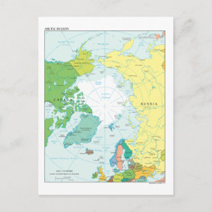 Karta i den arktiska regionen vykort