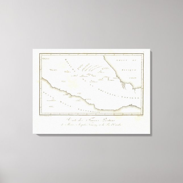 Karta i den felaktiga ståndpunkten i Mexiko Canvastryck (Framsida)