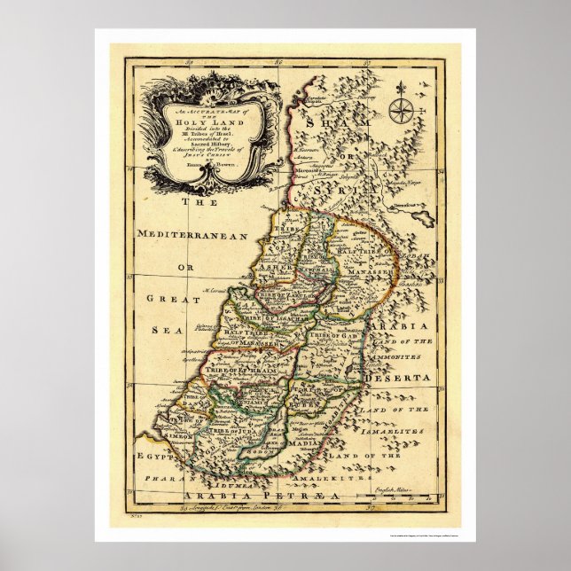 Karta i den Heliga delstaten Israel genom Bowen 17 Poster (Framsidan)