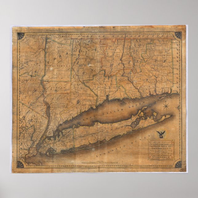 Karta i den södra delen av delstaten New York Poster (Framsidan)
