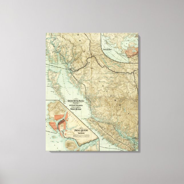 Karta i den stora sjövägen i Stillahavsområdet Canvastryck (Framsida)