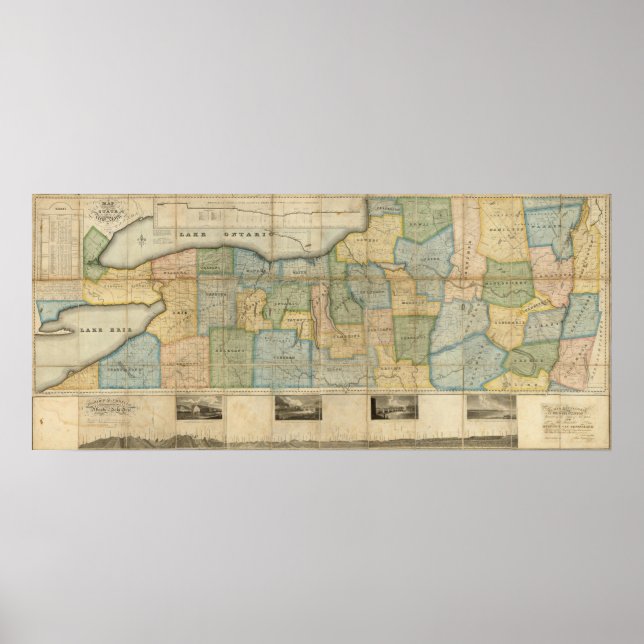 Karta i den Westerna delstaten New York Poster (Framsidan)