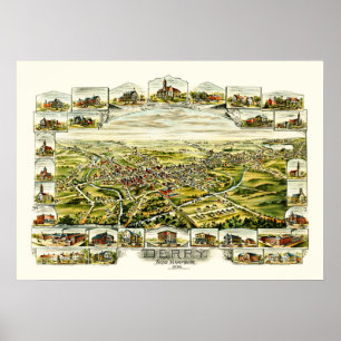 Karta i Derry, New Hampshire från 1898 Poster