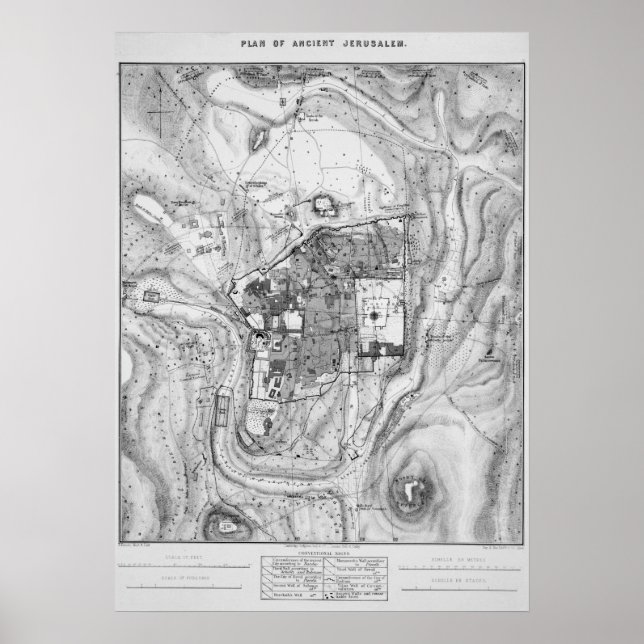 Karta i det antika Jerusalem 1864 Poster (Framsidan)