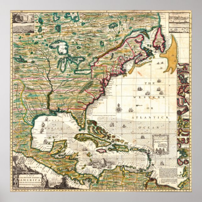 Karta i det brittiska imperiet i Amerika 1773 Poster (Framsidan)