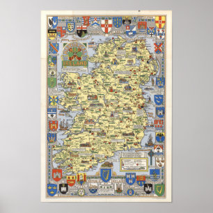 Karta i det historiska Irland Poster