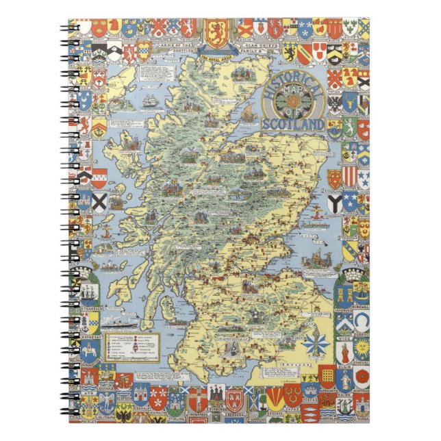 Karta i det historiska Skottland Anteckningsbok (Framsidan)